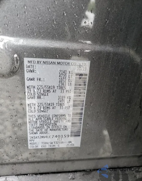 2020 Nissan Rogue S from USA, damaged, VIN 5N1AT2MV4LC740159